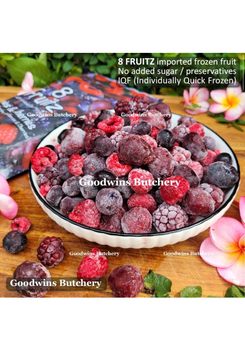 Fruit frozen 8-Fruitz MIXED BERRIES & CHERRIES Raspberry Blueberry Blackberry Cherry 500g IQF